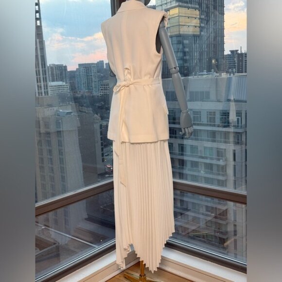 🆕 SIMKHAI 🧿 NWOT Helena Combo Blazer Dress, Pleated Skirt, White - Sz US 10 - Picture 6 of 16